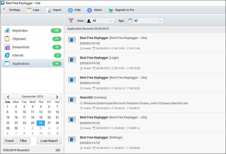 Applications of Keylogger