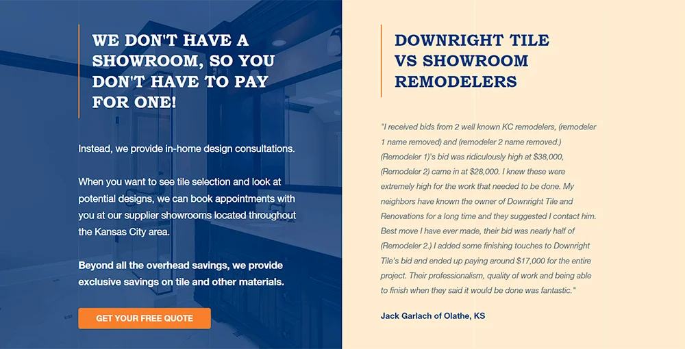 downright tiles vs showroom remodelers