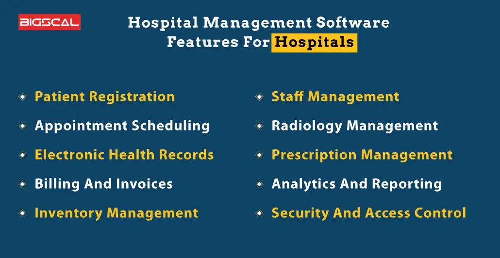 Hospital Management Software Features For Hospitals