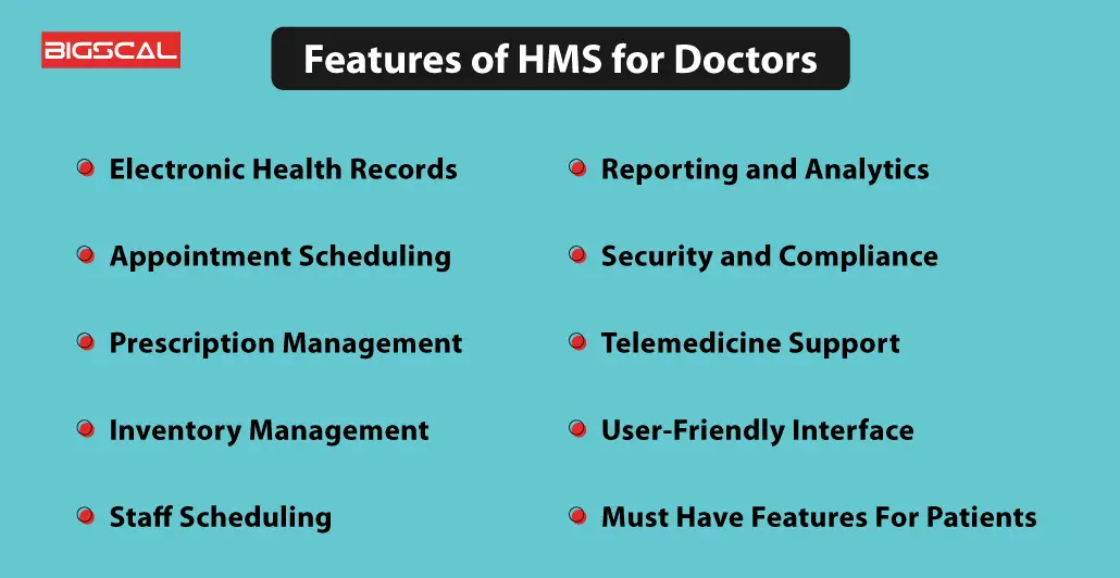 features of HMS for doctors