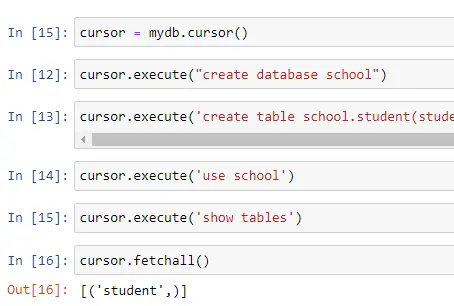 create table school.student